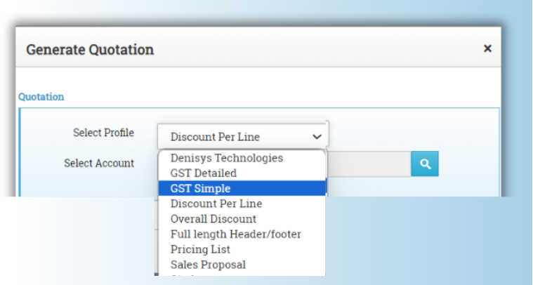 Selecting from multiple pre-configured quotation templates